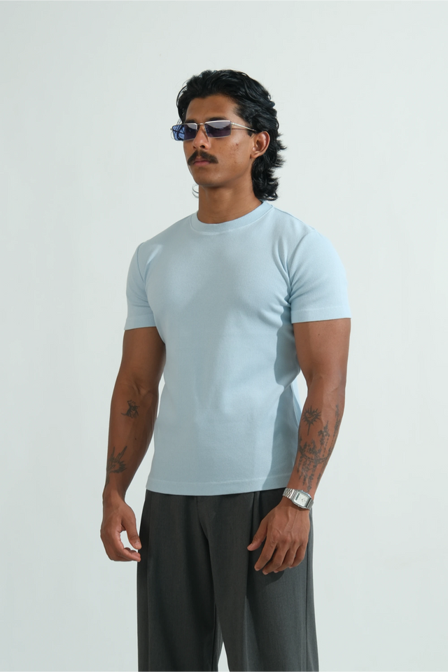 RX SLIM RIB T-SHIRT - ICE BLUE