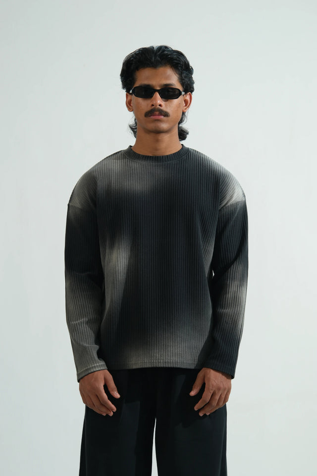 RX OMBRE RIB LONG SLEEVE - BLACK