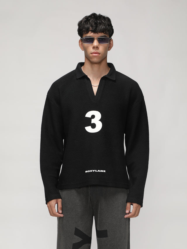 RX SOL KNIT POLO -BLACK