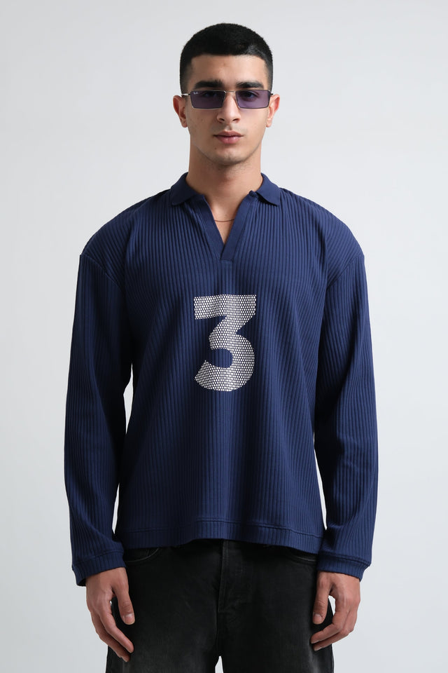 RX RIBBED POLO-NAVY