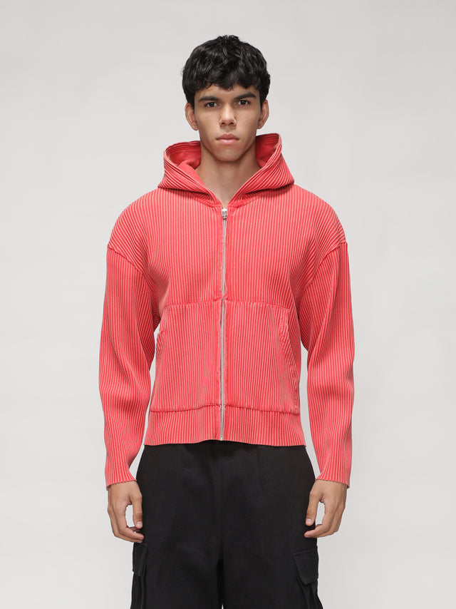 RX ESSENCE RIBBED ZIPPER HOODIE - ACID PEACH