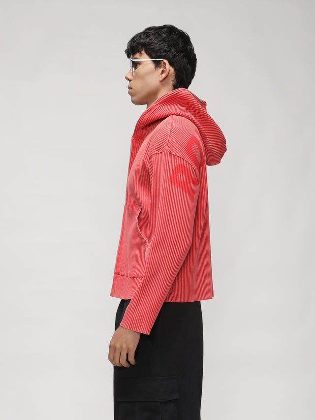 RX ESSENCE RIBBED ZIPPER HOODIE - ACID PEACH