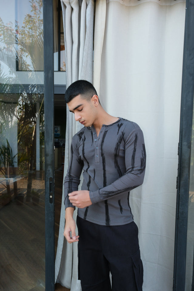 RX RIBBED HENLEY - DRIFT