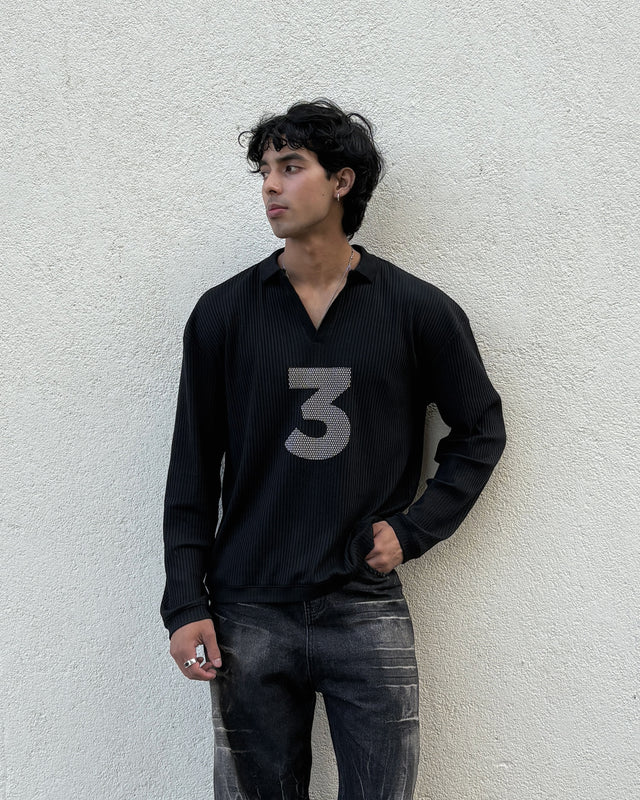 RX RIBBED POLO-BLACK