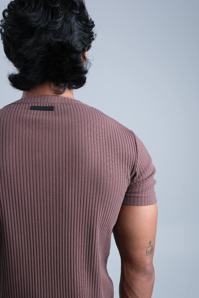 RX RIB HENLEY HALFSLEEVE - EXPRESSO