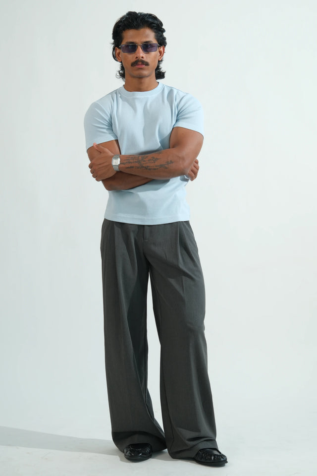 RX SLIM RIB T-SHIRT - ICE BLUE