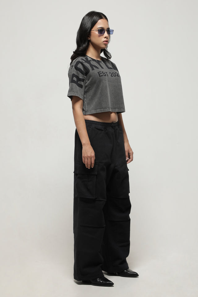 RX COAL BLACK CROP TOP