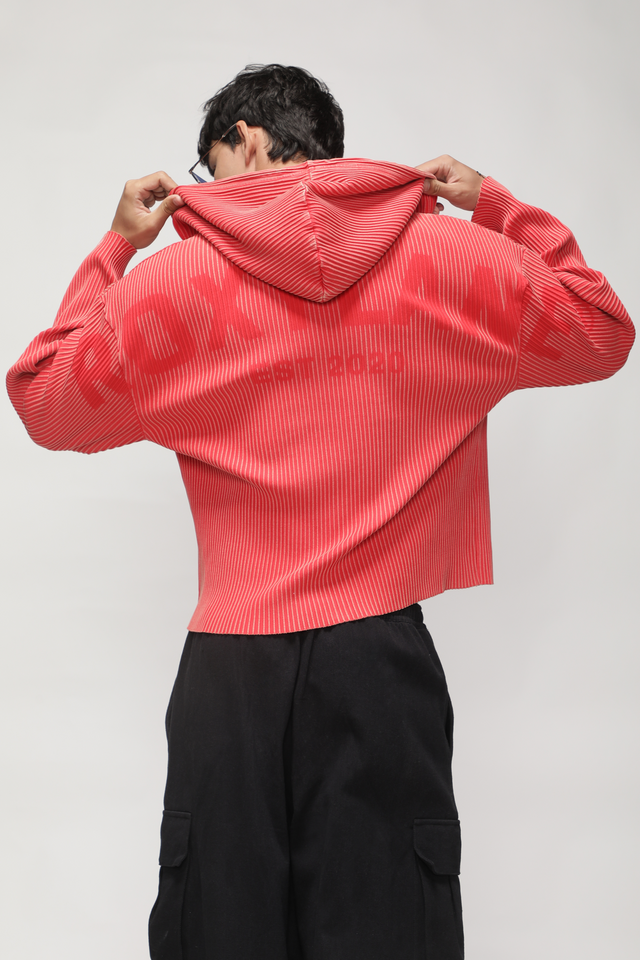 RX ESSENCE RIBBED ZIPPER HOODIE - ACID PEACH