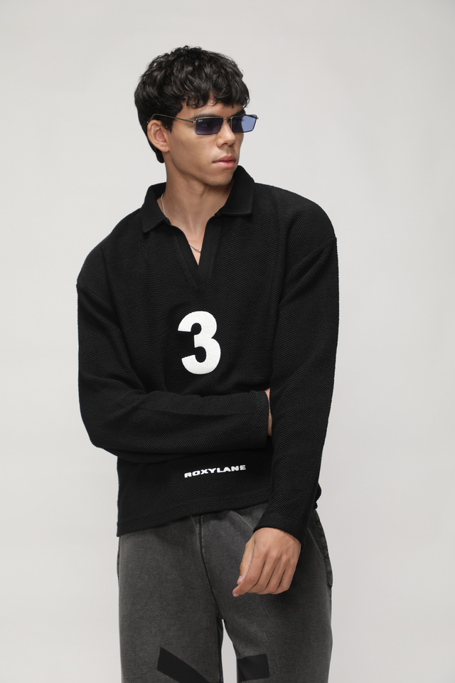 RX SOL KNIT POLO -BLACK